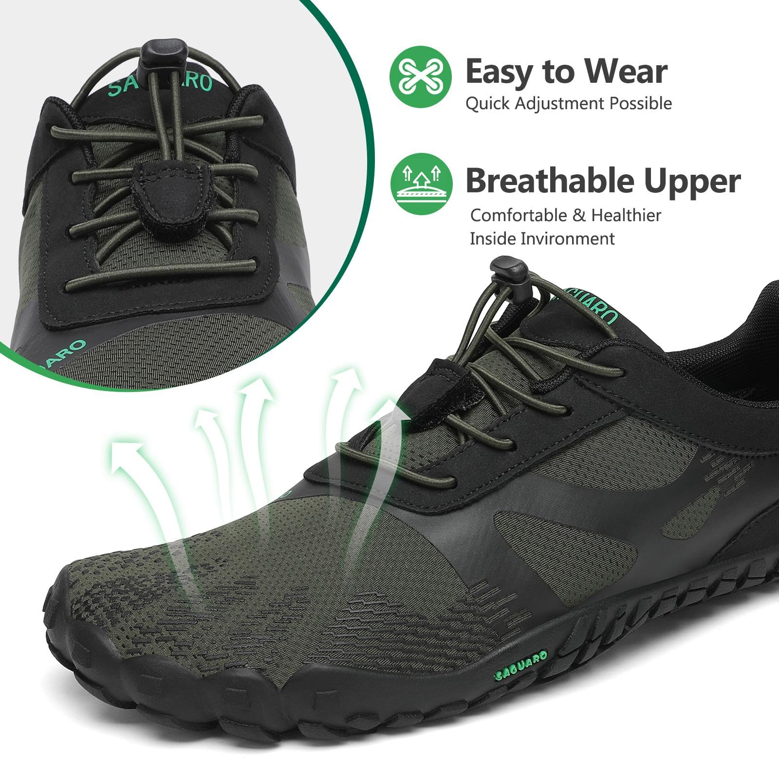 SAGUARO Uomo Scarpe de Barefoot Antiscivolo Asciugatura Rapida Scarpe Minimal de Donna Trail Running Outdoor e Indoor