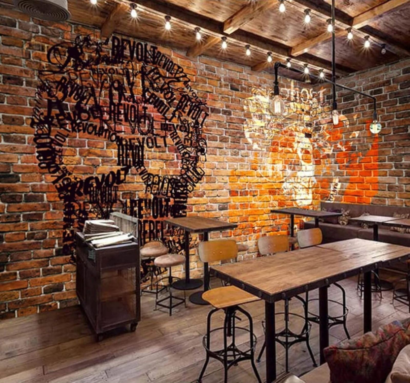 XLMING Retro Abstract Graffiti People Brick Wall 3D Wallpaper Luxury Home Dining Decor Paste Sofa Living Room The Wall for Bedroom Mural-250cm×170cm