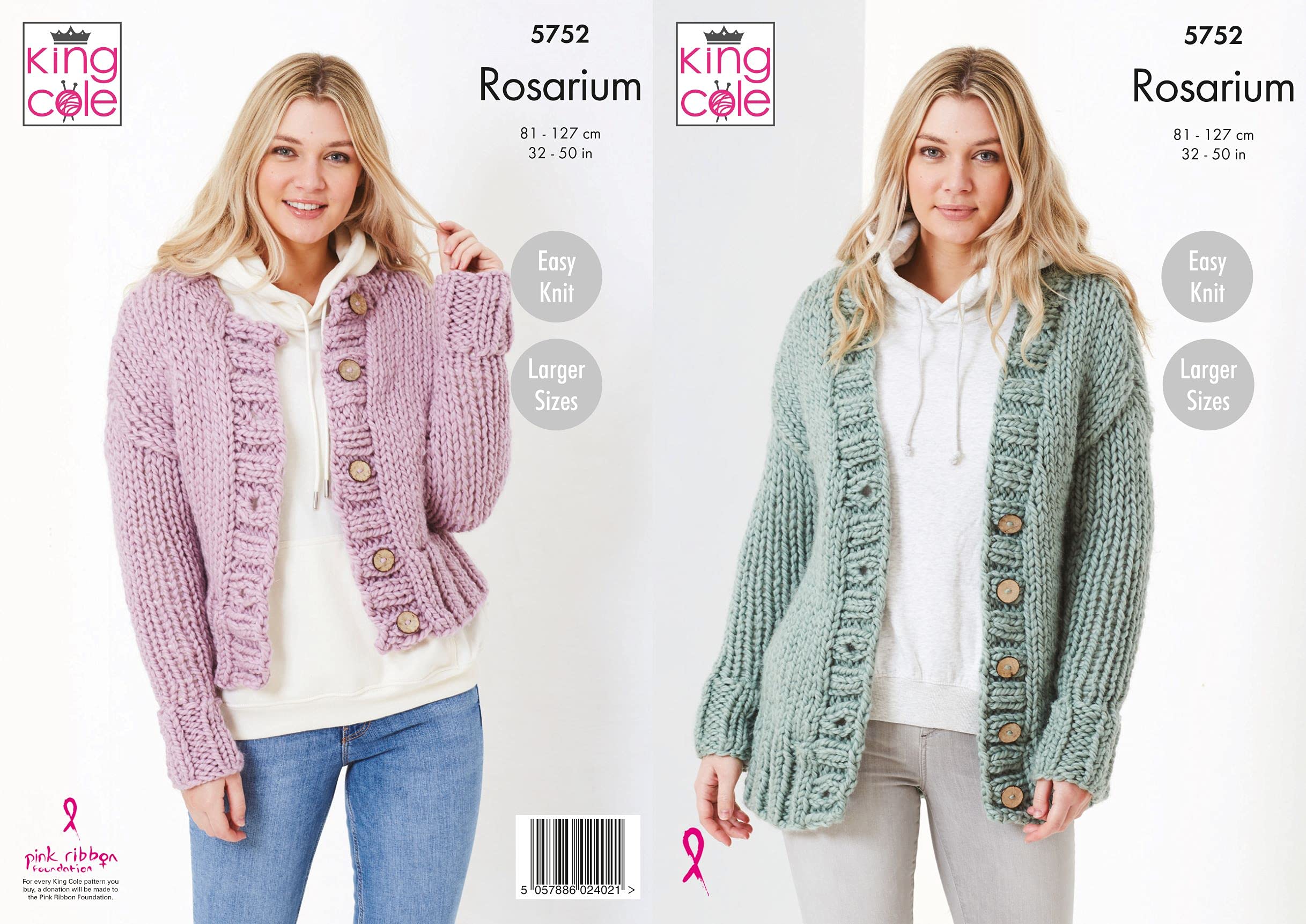 King Cole Super Chunky Knitting Pattern - 5752 Round & V Neck Cardigan