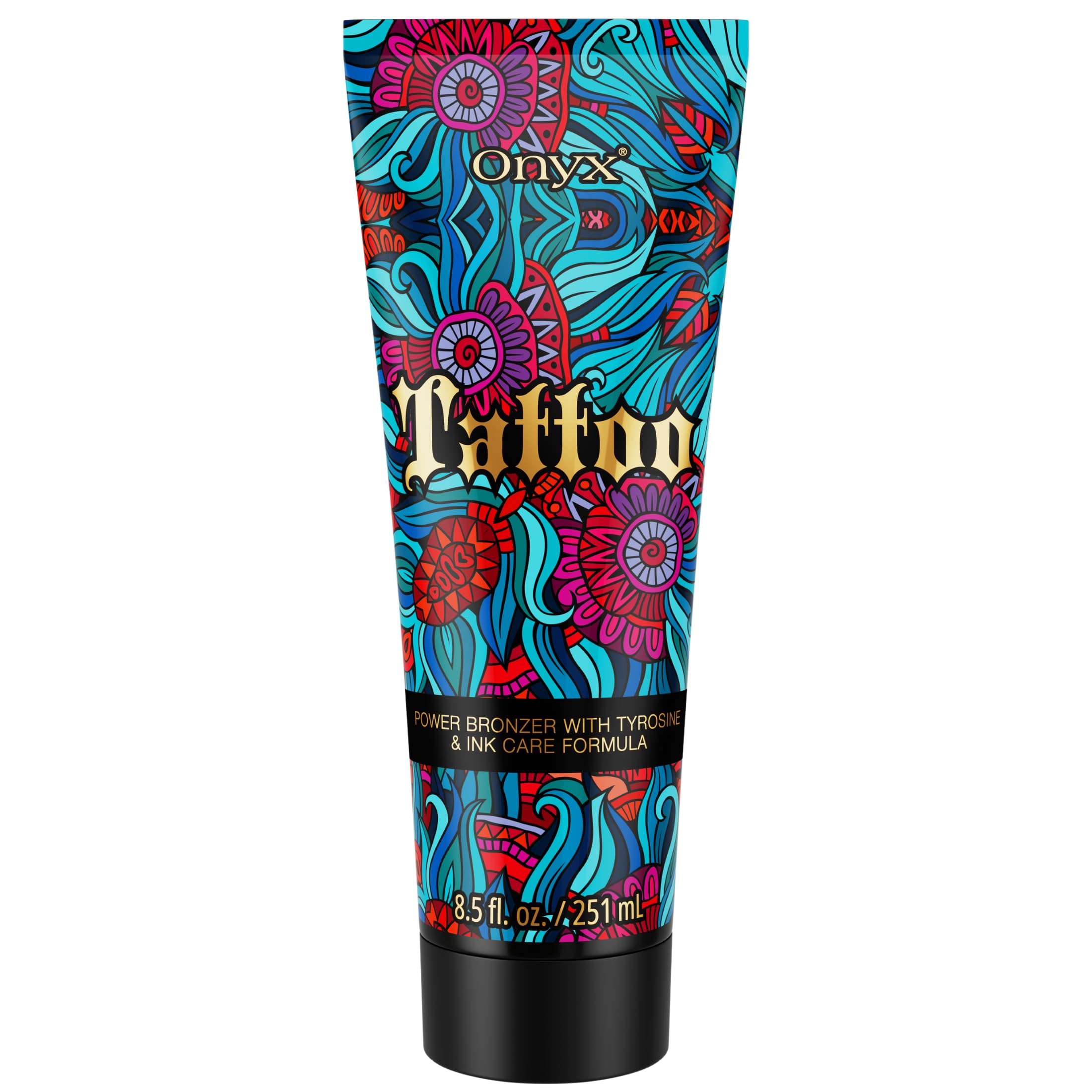 Onyx Tattoo Tanning Bed Lotion | Fade Protection | Color Enhancer | Indoor, Outdoor Tanning Accelerator | Tattoo Vibrancy & Smooth Skin | For Men, Women | Hydrating Lotion | Face & Body (8.5 fl oz)