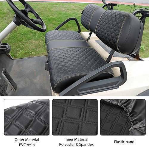 Miniatura 5 de Roykaw Juego de fundas de asiento de carrito de golf para Club Car DS OEM, material de vinilo de grado marinomás resistente y cómodo, transpirable y