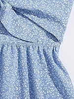 Vista 3 de Floerns - Vestido corto acampanado con estampado floral, parte delantera torcida, estilo bohemio para mujer