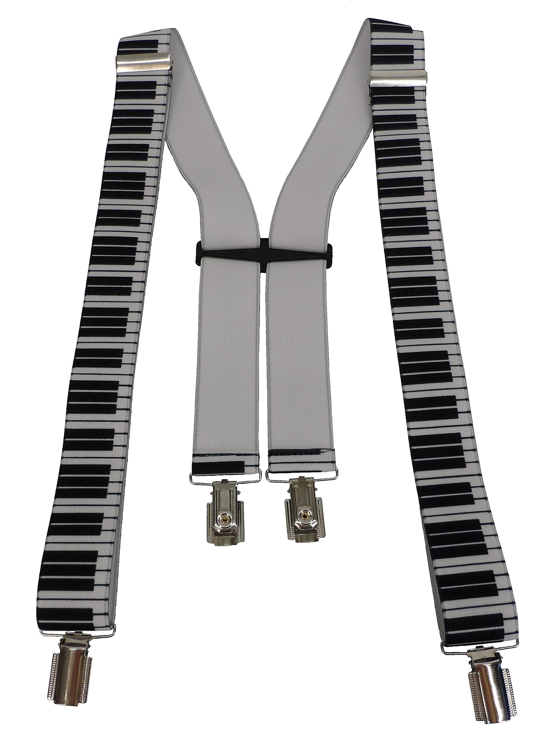 Mazeys Mens Piano Print Braces (Black)