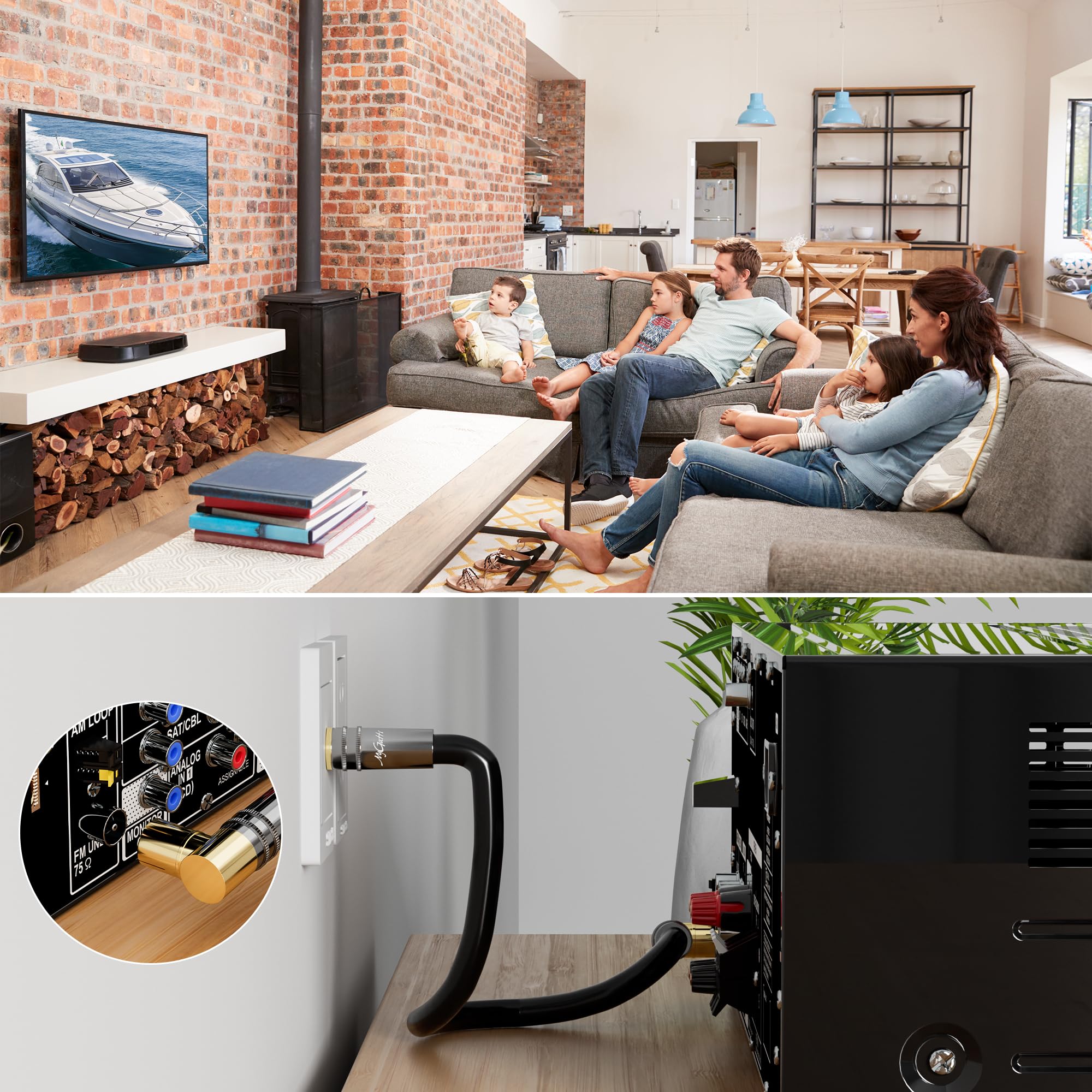 Câble d'antenne 3 mètres RG6 4K coudé(90°Degrés)/droit,câble satellite,câble TV Coaxial HD-75 Ohm IEC-Connecteurs métalliques robustes plaqués or,Noir,avec 5 attaches