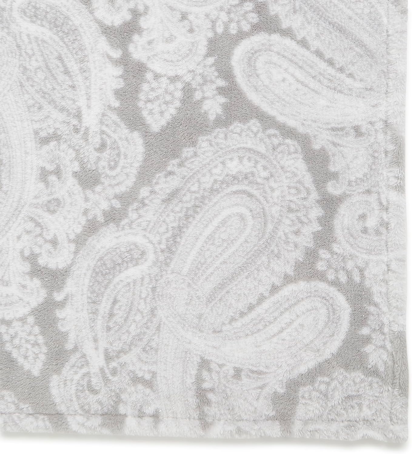Fleece Plush Shimmer Throw Blanket, Cloud Gray Paisley, 80 X 50 - Image 3