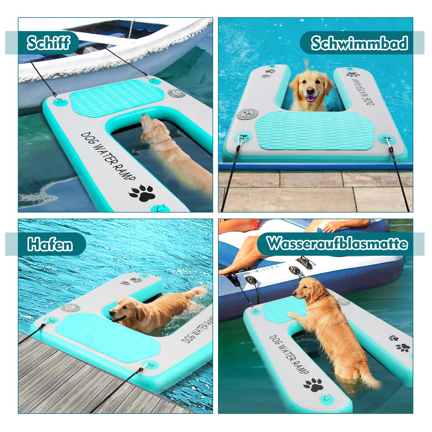 Rampa d'acqua per cani, extra larga, scaletta per piscina, docking e barca, rampa per animali domestici con passaporti antiscivolo, scaletta per cani da 68 kg, colore: blu
