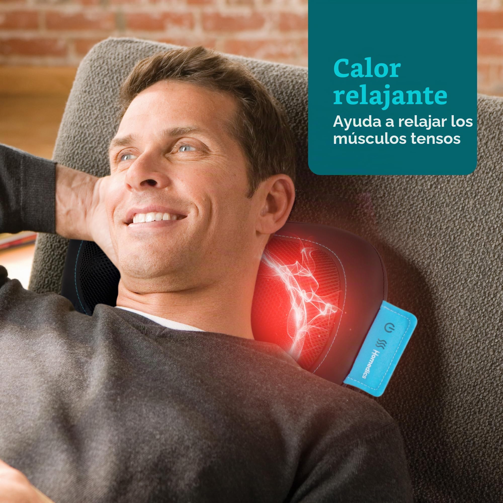 Homedics Cojín de Masaje Portátil Shiatsu con Calor | Masajeador Muscular Profundo, Espalda Baja, Cuello y Hombros, 4 Nodos Rotativos, 2 Direcciones