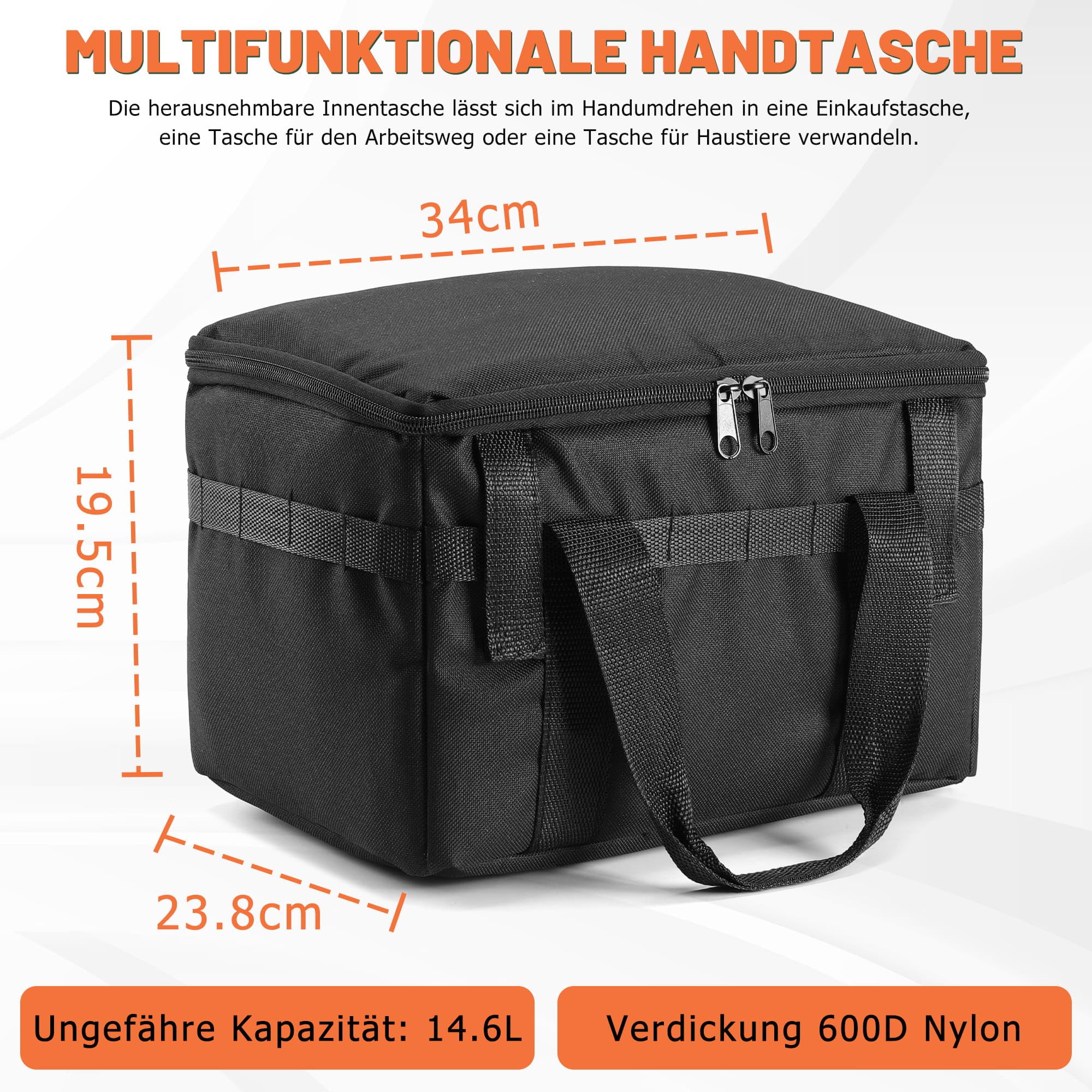 CDYWD Fahrradkorb Vorne für mit Herausnehmbarer Innentasche, Groß Lenkerkorb Fahrrad Herren & Damen, Korb Fahrrad Vorne für Ebike, Scooter, Mountainbike, Rennradfahren, Citybike, Beach Cruiser
