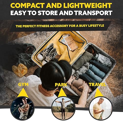 Vista 8 de Bandas de resistencia largas para entrenar hombres y mujeres, juego de 5 bandas de dominadas, asas de goma y anclaje de puerta, bandas