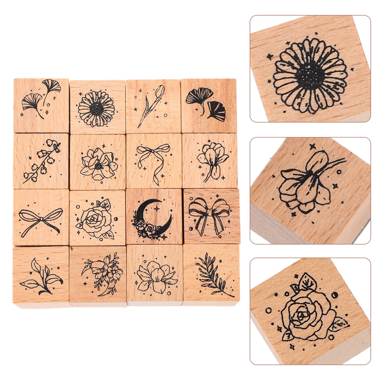 ARTIBETTER 4 Ensembles Pour Enfants Timbres Pour Enfants Tamponneurs D'enfant Artisanat Nom Timbres Personnalisés Salutation En Bois Chocolate 16 Pièces * 4