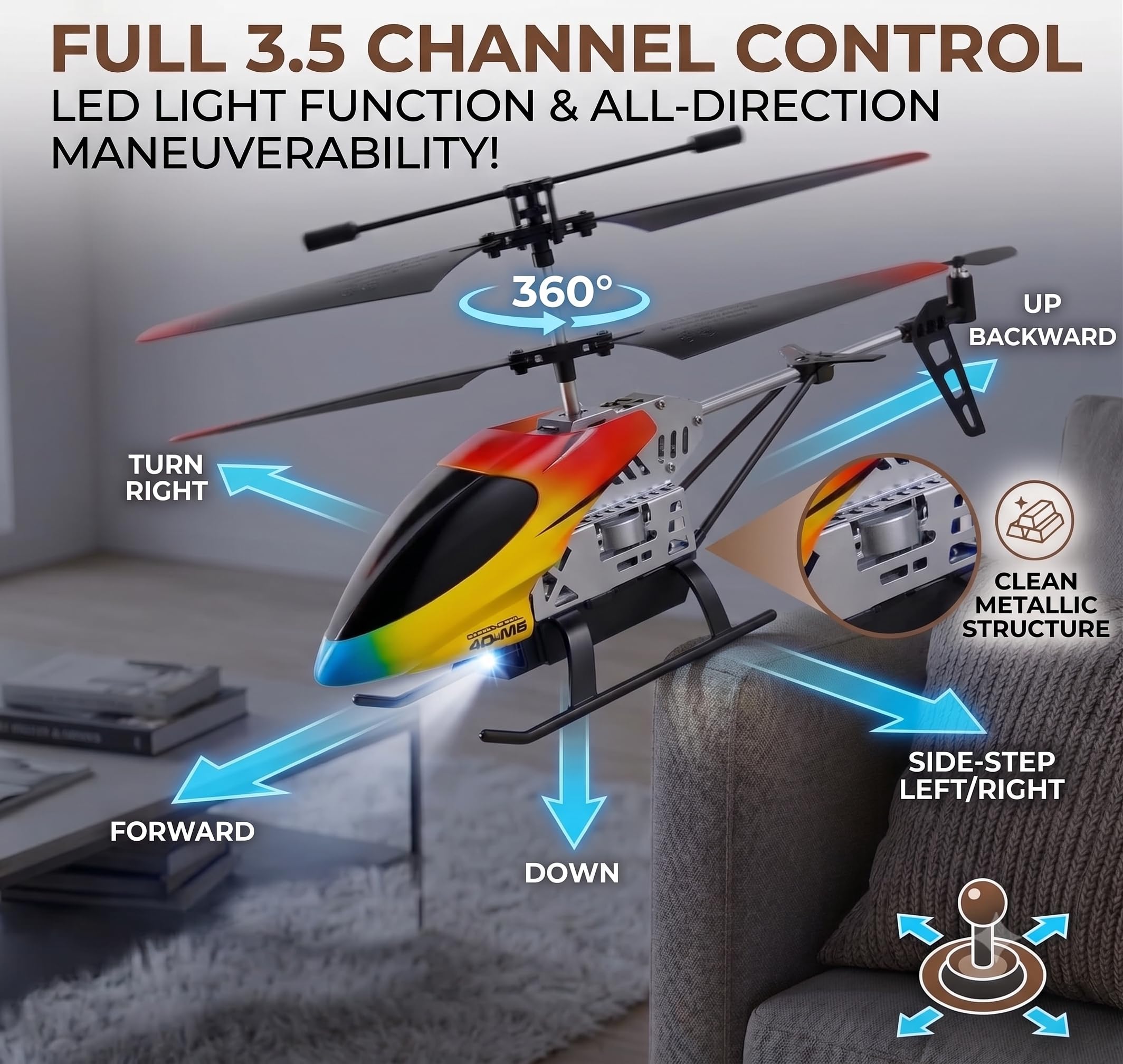 Jack Royal Remote Control Helicopter for Kids Altitude Hold 2.4GHz RC Helicopters with Gyro for Beginner Toys Indoor Flying with 3.5 Channel LED Light Multi Color 1