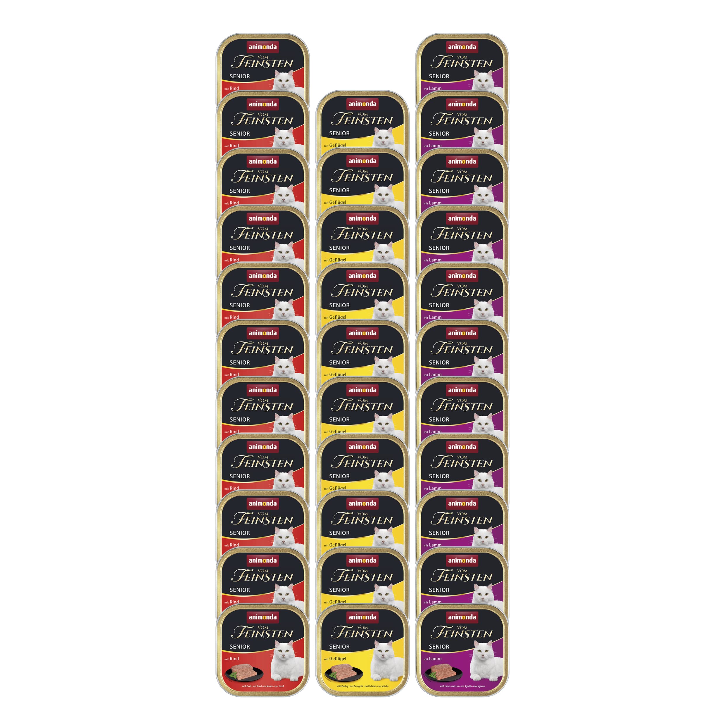 animonda Vom Feinsten Senior Variété (32 x 100 g), Nourriture Humide Senior pour Chats âgés à partir de 7 Ans, Nourriture pour Chats sans céréales ni Sucre, avec 100% d'ingrédients Frais et charnels