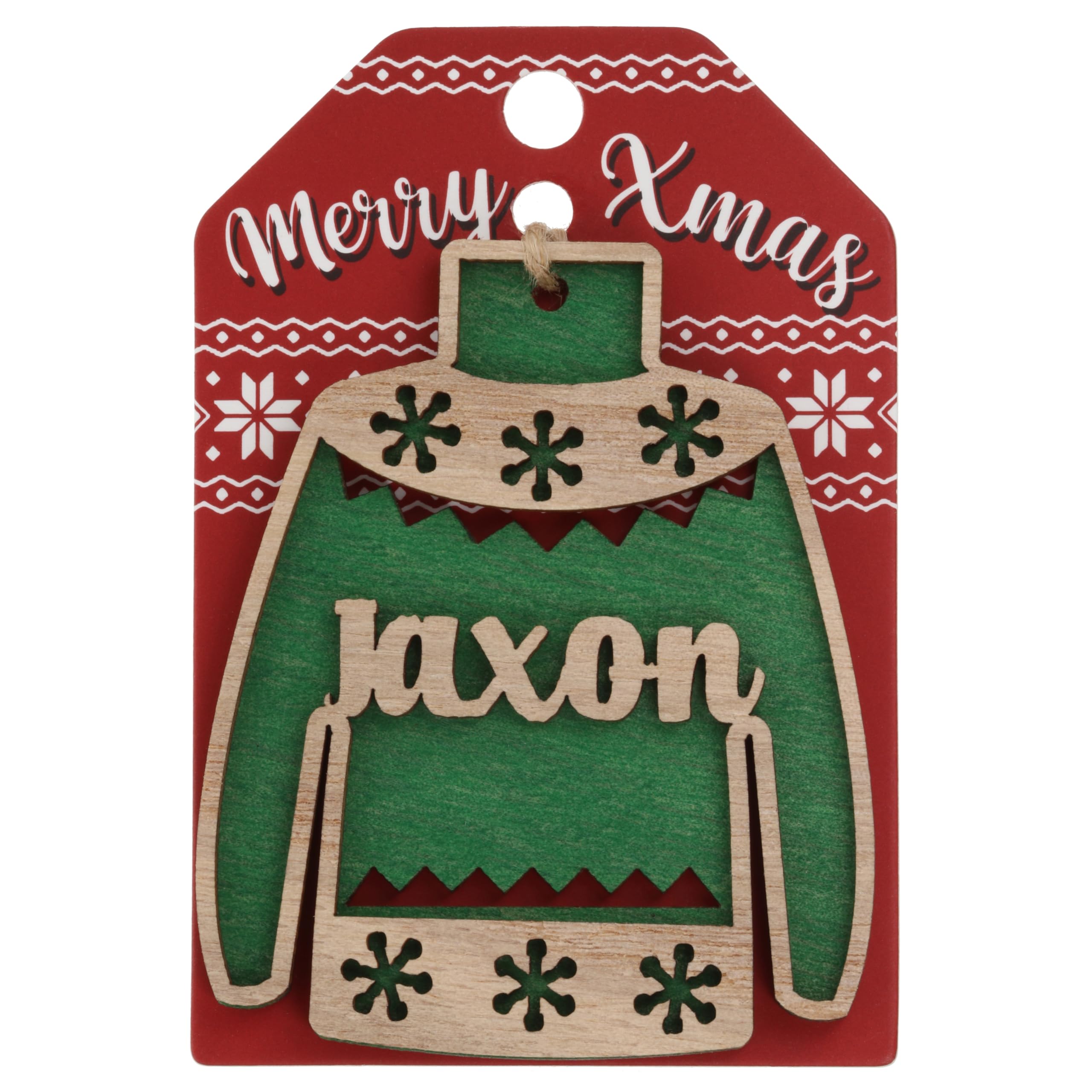 Stands Out, Supplying Outstanding Gifts Jaxon Name Christmas Jumper Wooden Tree Decoration Personalised Bauble Xmas Green