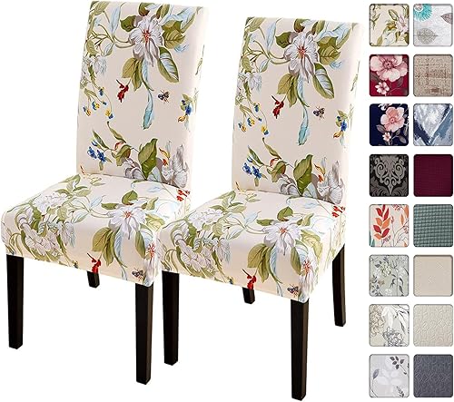 SearchI - Juego de 2 fundas protectoras para sillas Parson de comedor, de elastano, súper ajuste, elástico, extraíble y lavable, para cocina,