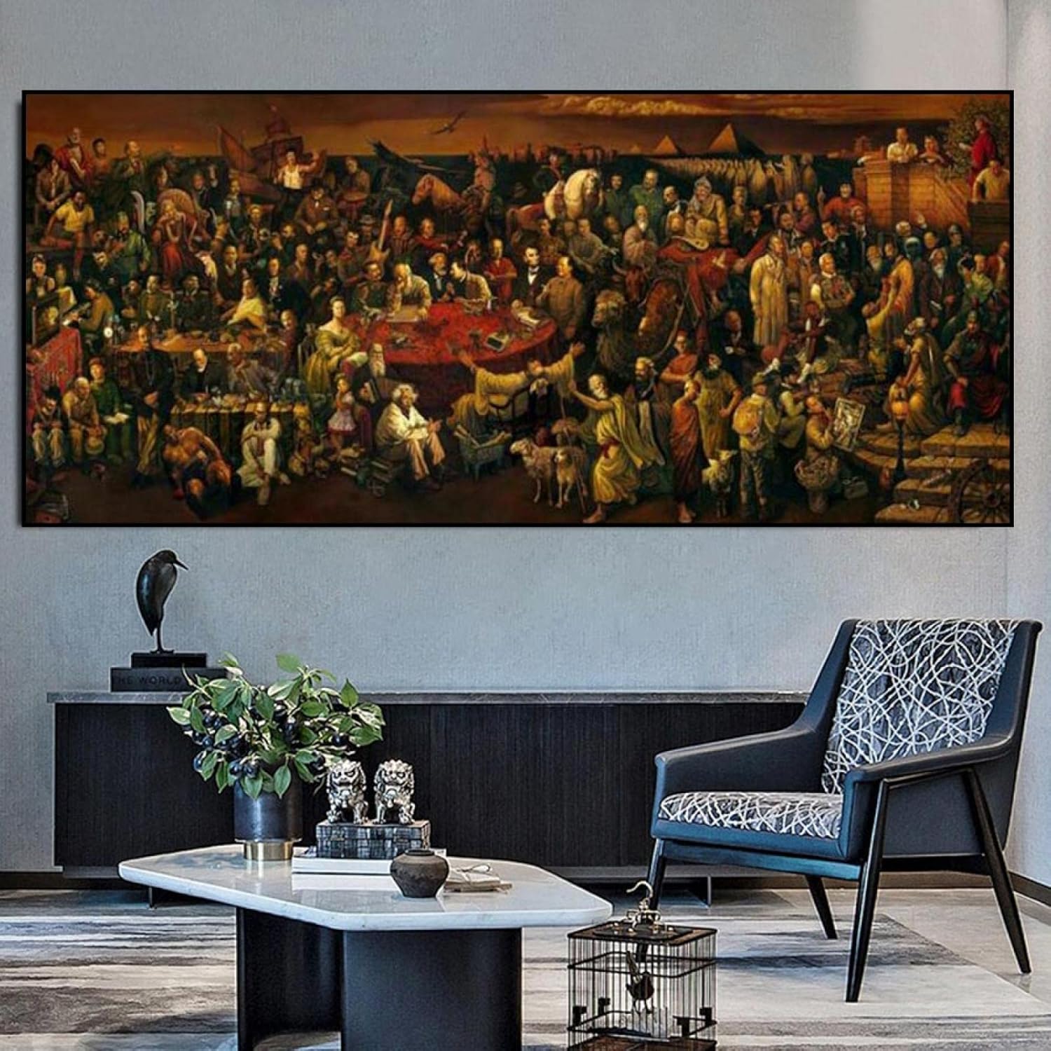 Large Size Canvas Art Famous People Painting Discussing The Divine Comedy with Dante Oil