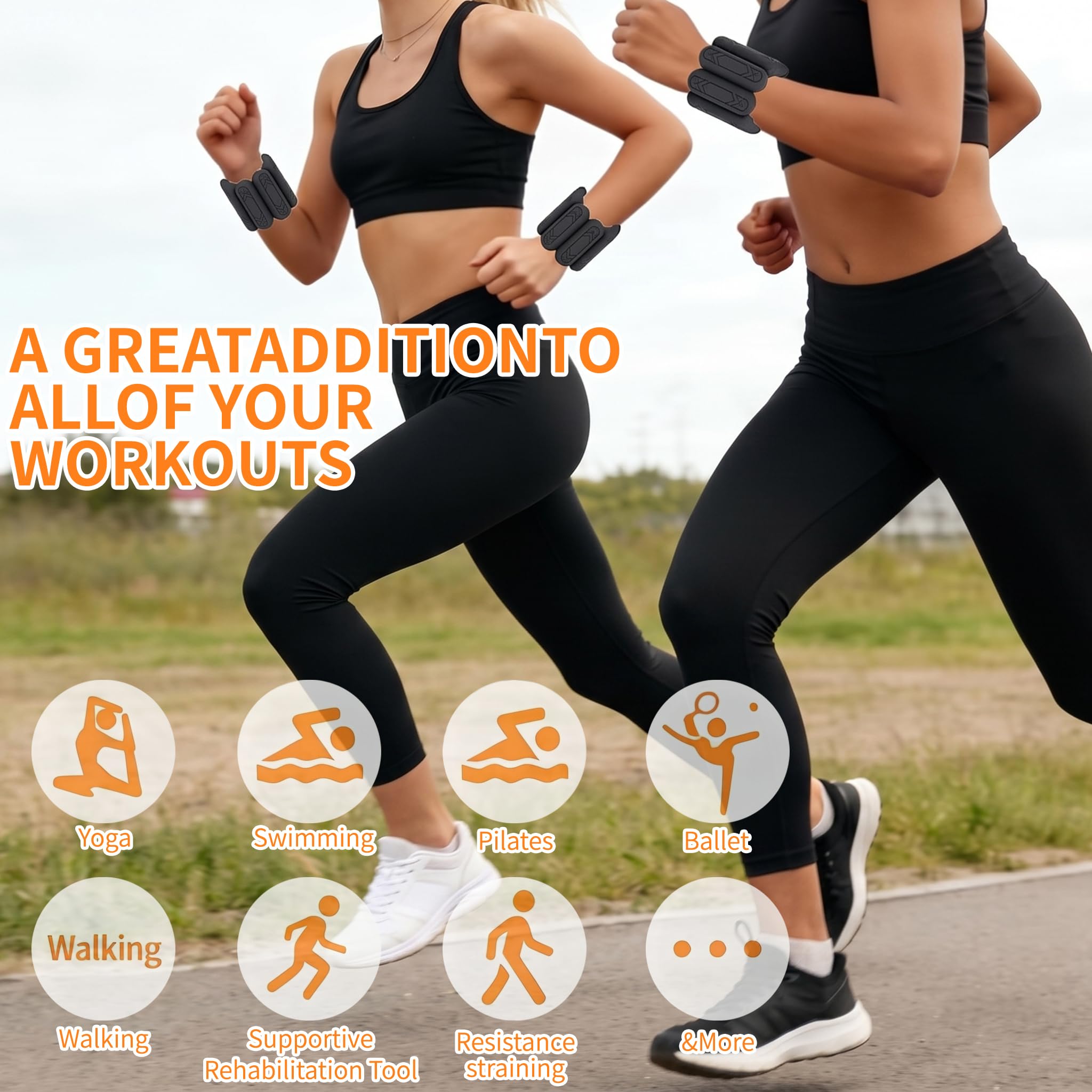 Set di 2 pesi per caviglia (0,5 kg/0,9 kg ciascuno), pesi regolabili per polsi e caviglie per donne e uomini, braccialetti in silicone per allenamento della forza, per nuoto, corsa, pilates