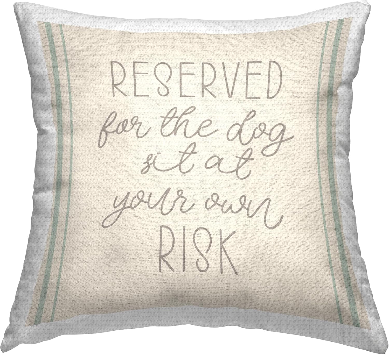 Stupell Industries Reserved for The Dog Phrase Outdoor Printed Pillow, 18 x 18, Beige