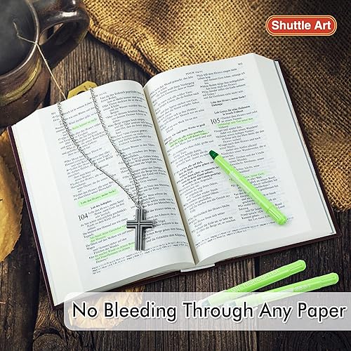 Miniatura 4 de Shuttle Art Paquete de 5 resaltadores de gel verde, resaltadores de la Biblia, no se traspasan, suministros de diario bíblico, ideal para diario,