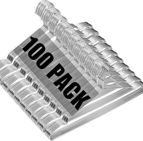 Paquete de 100 perchas de alambre resistentes para colgar ropa, ultrafinas que ahorran espacio, perchas de metal de 16.5 pulgadas por WYCQKL