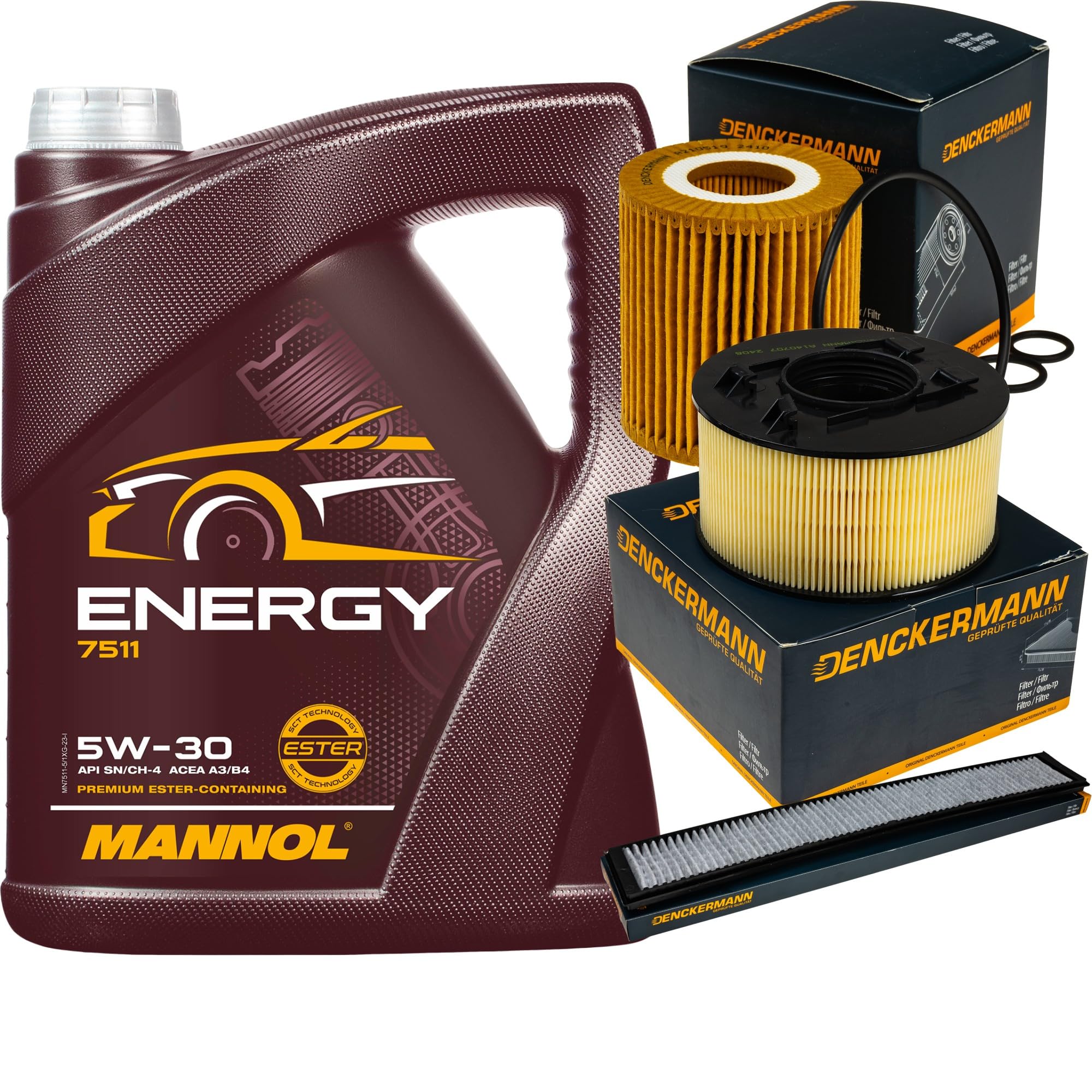 Pacchetto di ispezione Set di filtri con Energy 5W-30 5L, filtro aria, filtro olio, filtro ai carboni attivi, filtro abitacolo