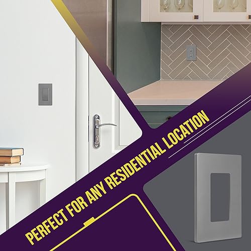 Miniatura 5 de ENERLITES Elite Series SI8831-BSV - Tapa de tomacorriente decorativa brillante sin tornillos segura para niños, 4.68 x 2.93 pulgadas, policarbonato