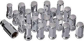 White Knight 791909XLAM 14mm x 1.50 Thread Size Bulge Acorn Lug Nut Wheel Installation Kit with Wheel Lock, Chrome, 16-Pack