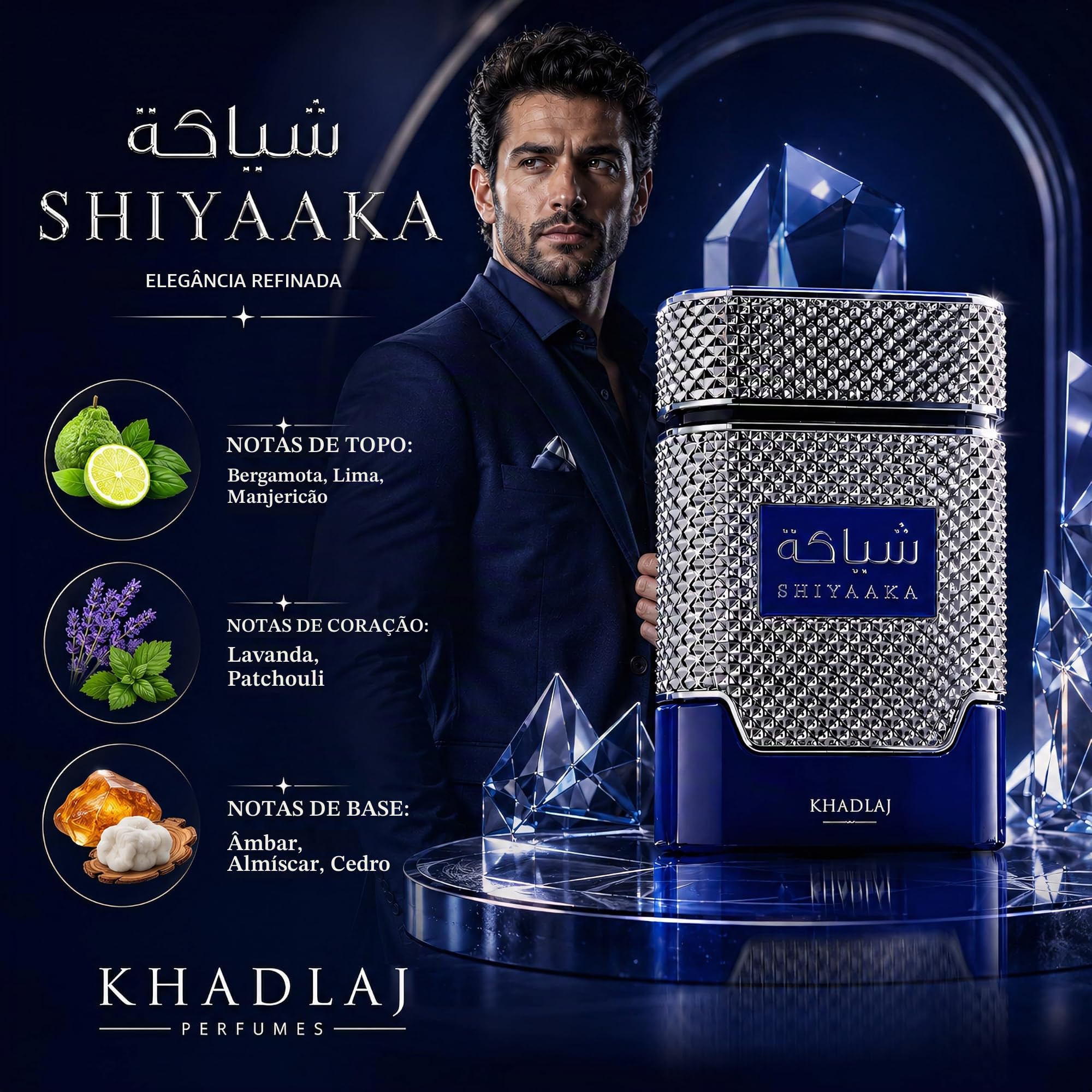 Khadlaj Shiyaaka Blue Eau De Parfum Spray para homens, 100 ml