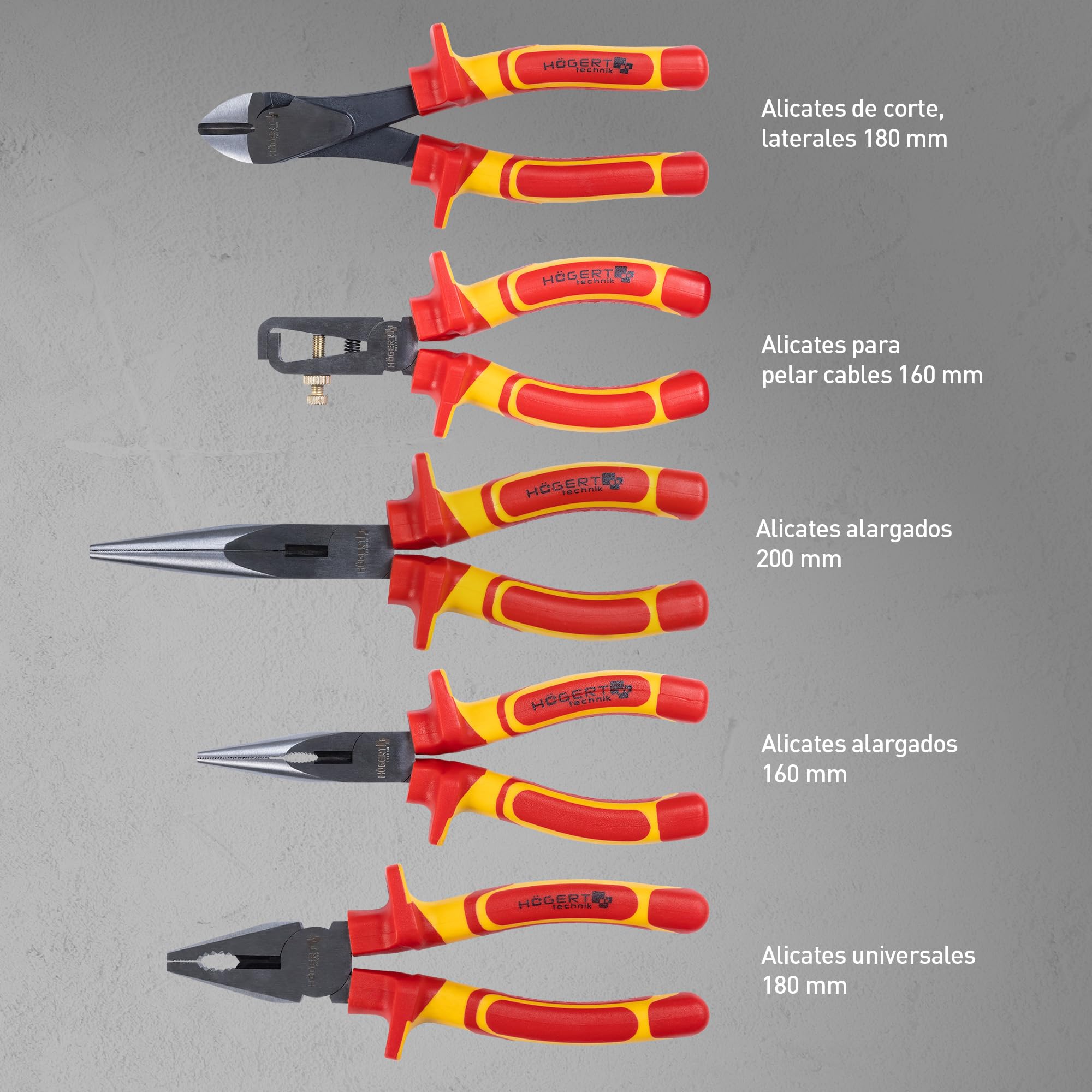 HÖGERT TECHNIK Juego de 12 herramientas para electricistas: destornillador manual aislado de 1000V, destornilladores planos y de estrella, comprobador de tensión, maletín de plástico para herramientas