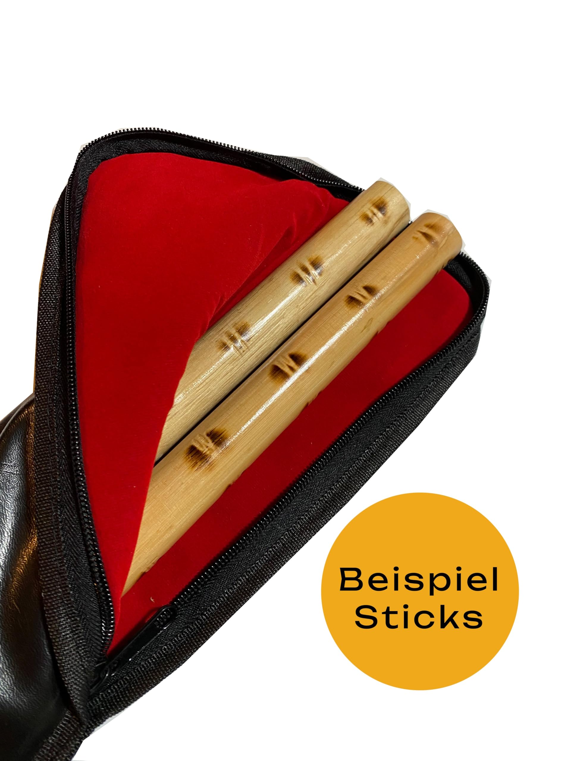 Lot de 2 bâtons Escrima Kali Arnis - Noir/rouge - Avec sac à armes - 65 cm - En rotin poli laqué