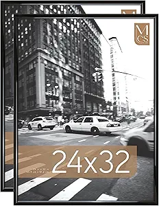 MCS Trendsetter 24x32 Poster Frame Black High-Gloss, Vertical & Horizontal Wall Hanging Large Picture Frame for Photos, Posters & Art Prints (2-Pack)