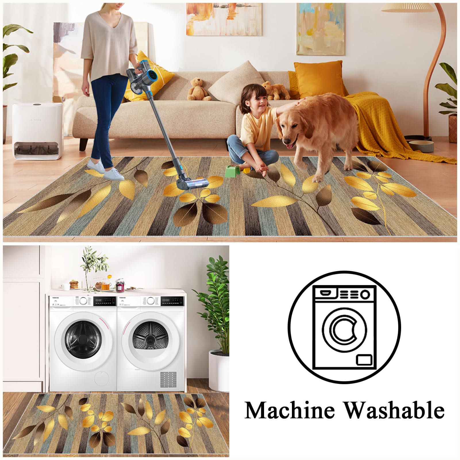 Waschbarer Teppich Läufer Flur rutschfest Teppichläufer Flur 50 x 300 cm Kurzflor Küchenläufer Küche Teppiche Bettvorleger Matte Lang Flur Teppich für Küche Eingang Schlafzimmer Wohnzimmer Büro