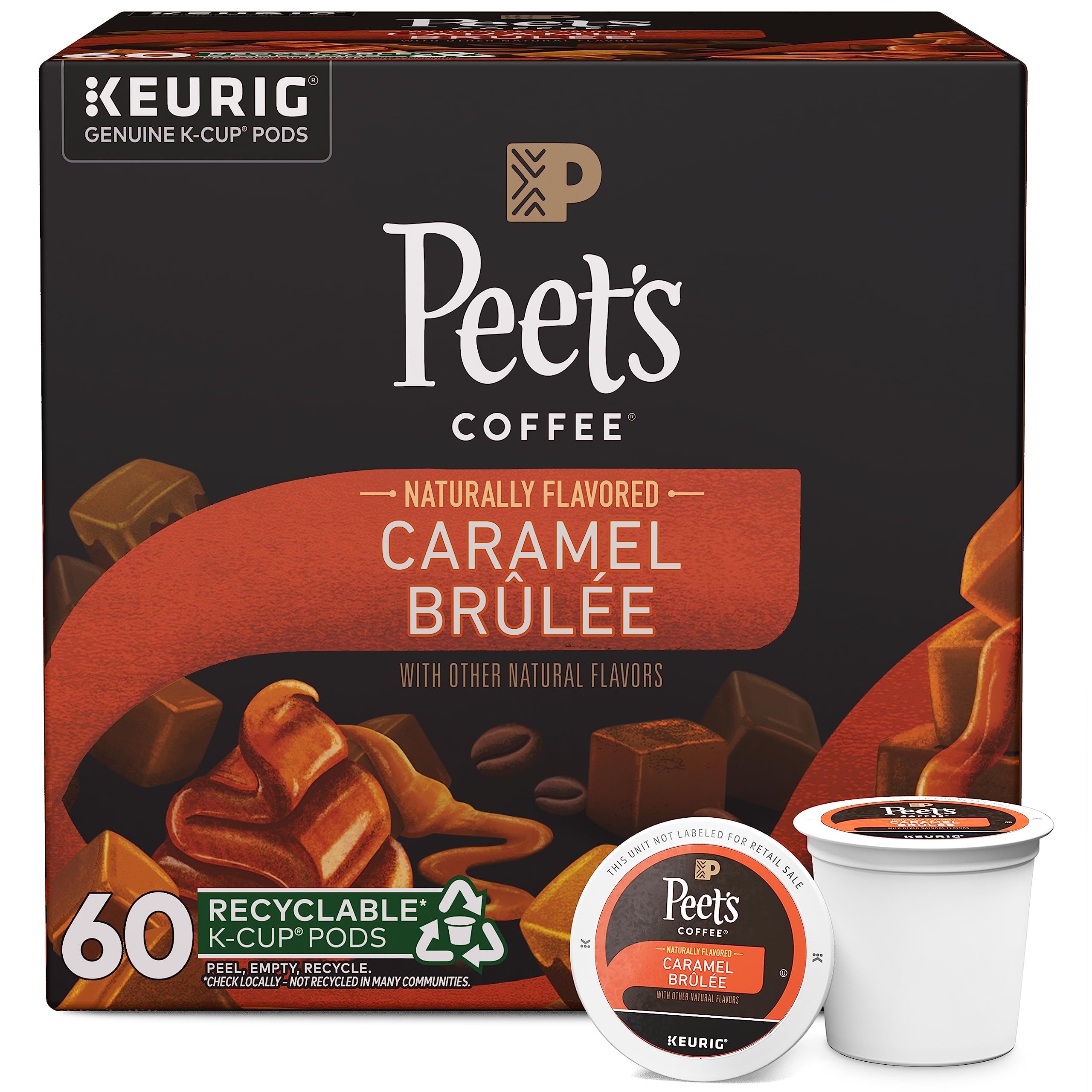 Flavored Light Roast Keurig K-Cup Pods - Caramel Brûlée 60 Count (6 Boxes of 10 K-Cup Pods)