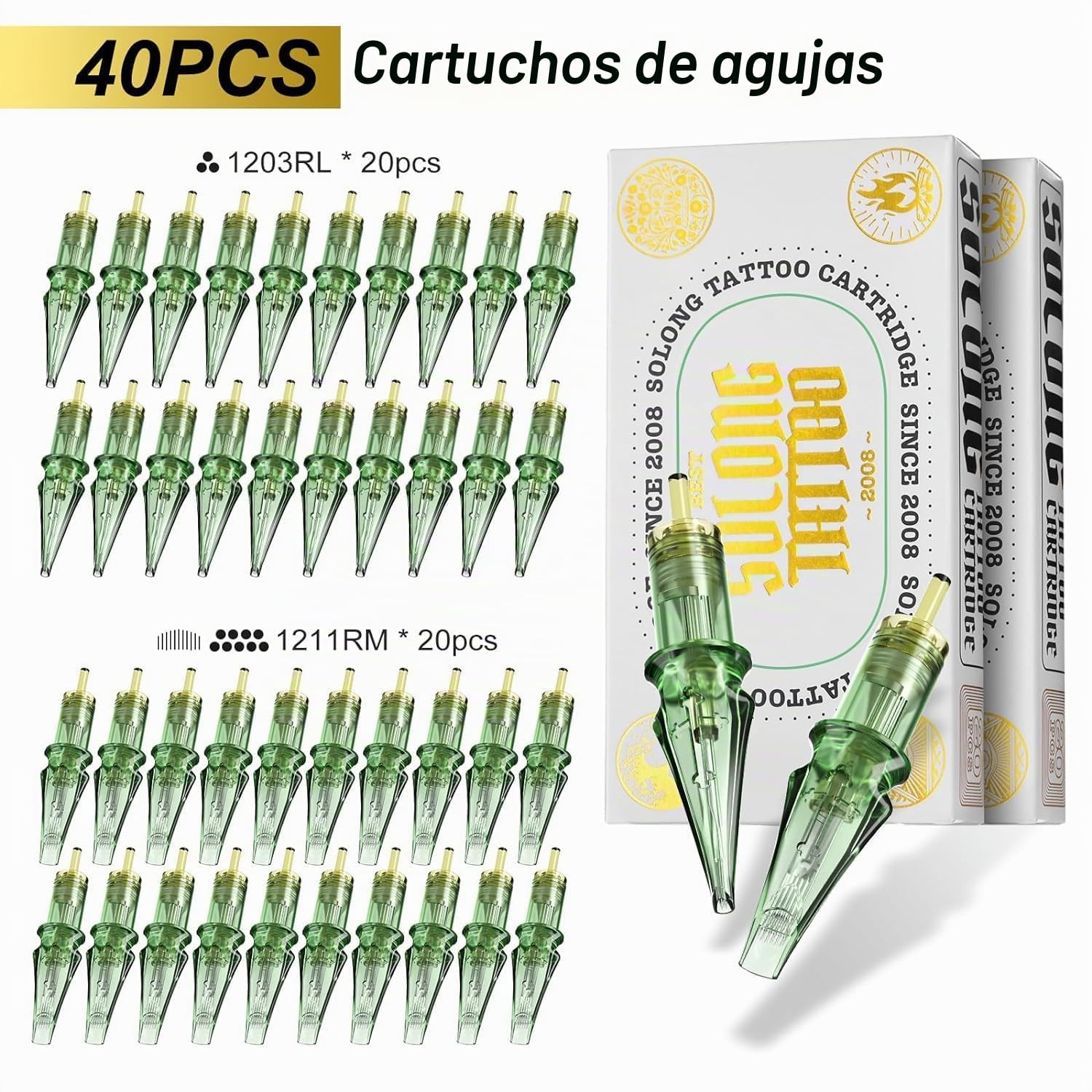 Solong Máquina de Tatuaje Kit Completo- 2 Baterías Inalámbrica Pistola de Tatuaje con Pantalla OLED 40pcs Agujas de Cartucho, 30ML Tinta Negra para Principiantes Artistas del Tatuaje SLE75KITEU-1