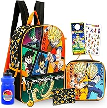 Dragon Ball Z Rucksack mit Lunchbox Set - Bundle mit 16 "Anime Rucksack, Lunch Bag, Wasserflasche, Pencil Case, Schl&uuml;sselanh&auml;nger, Aufkleber, Mehr | Dragon Ball Schultasche f&uuml;r Kinder