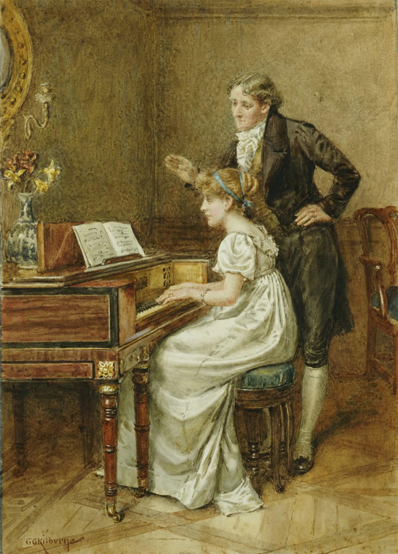 ARTXLXXBN Famous Painting Art Wall Decor Abstract Art Picture the Music Master by George Goodwin Kilburne Animal Pictures for Home Decor 60x90cm