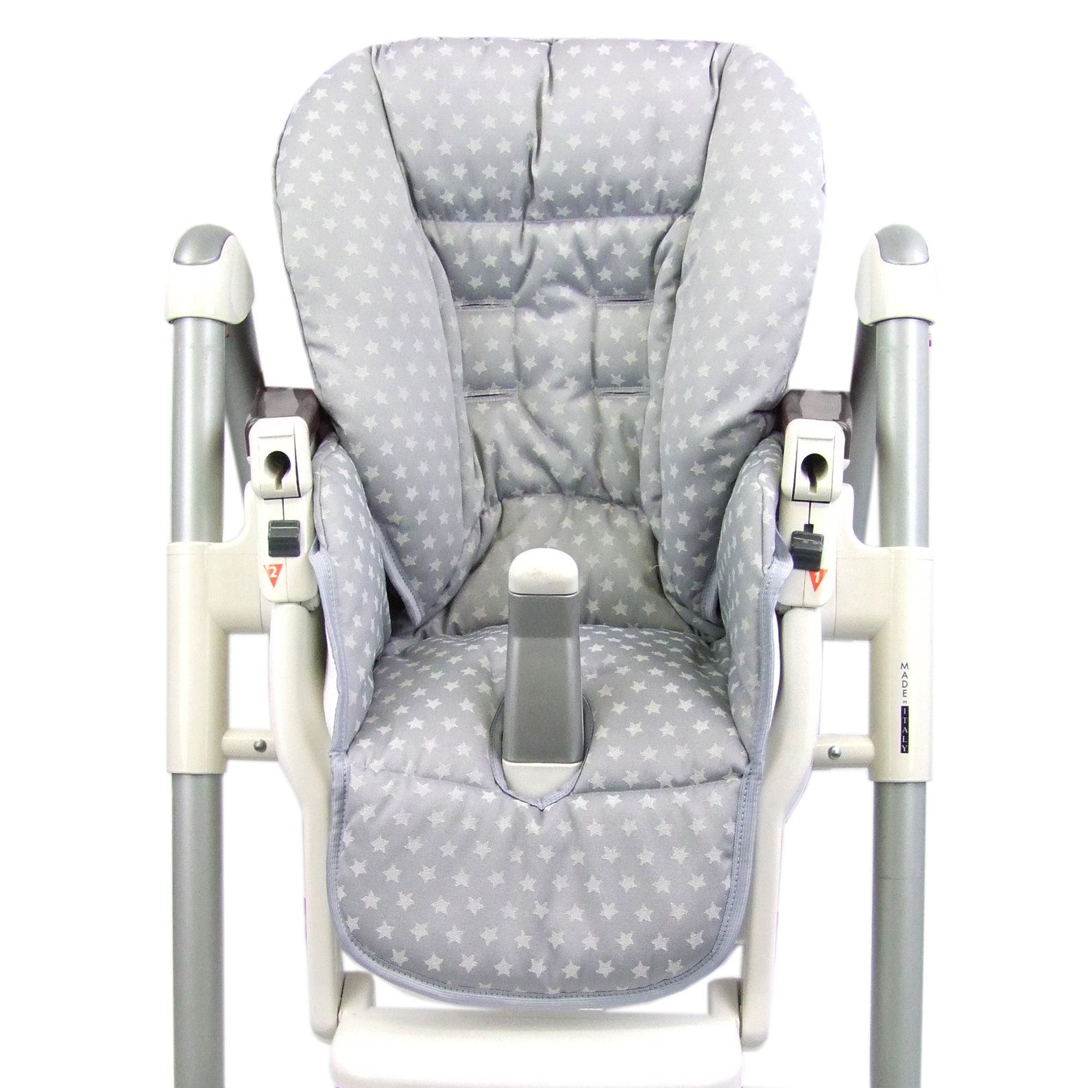 Bambiniwelt Housse de rechange pour coussin de siège Peg Perego Prima Pappa Diner Etoiles (gris clair)