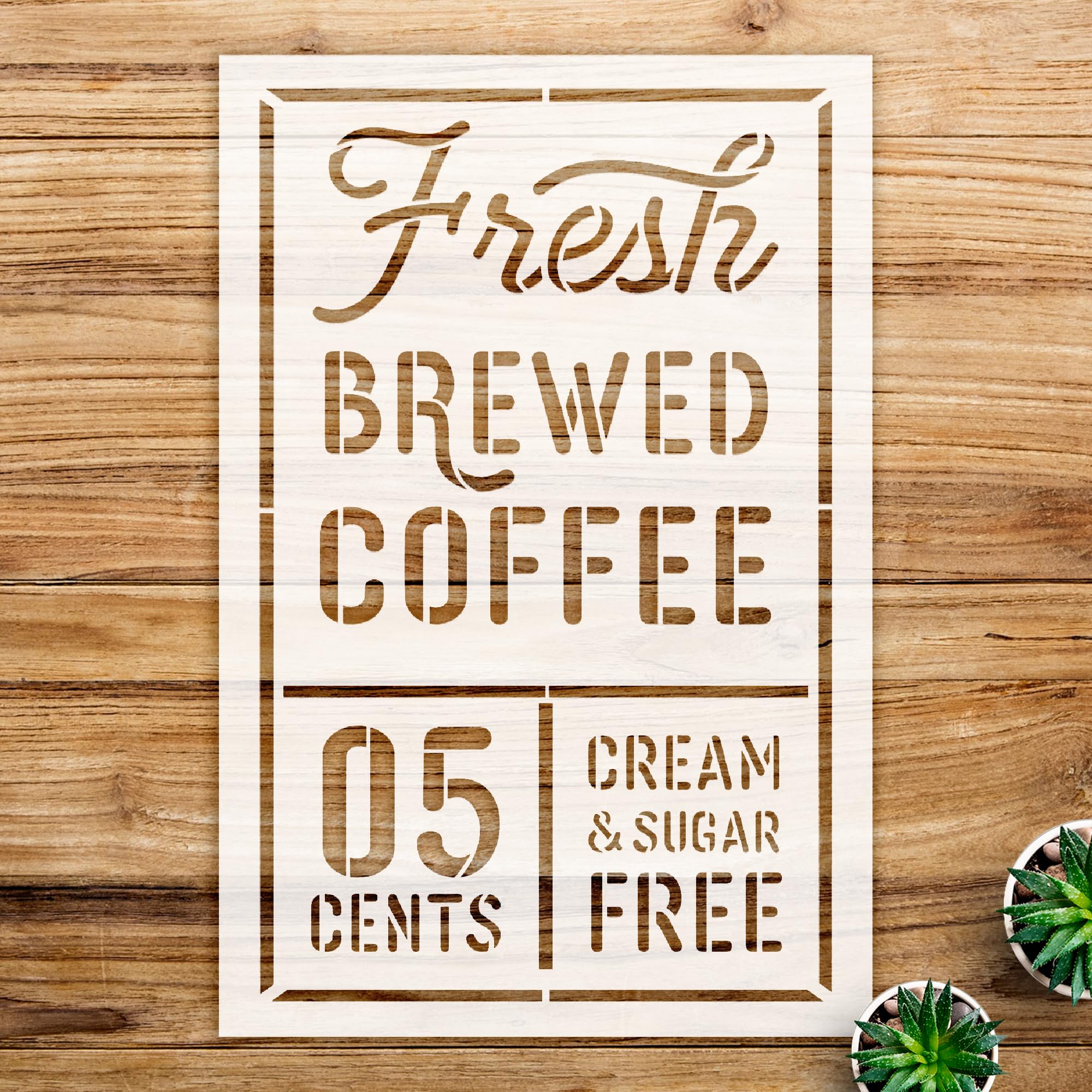 Coffee Stencil Pattern for Kitchen Decor, Reusable Mylar Template, Ideal for Coffee Bars and Wood Signs, Perfect for DIY Home Projects and Artistic Creations - Size A3 (11.0