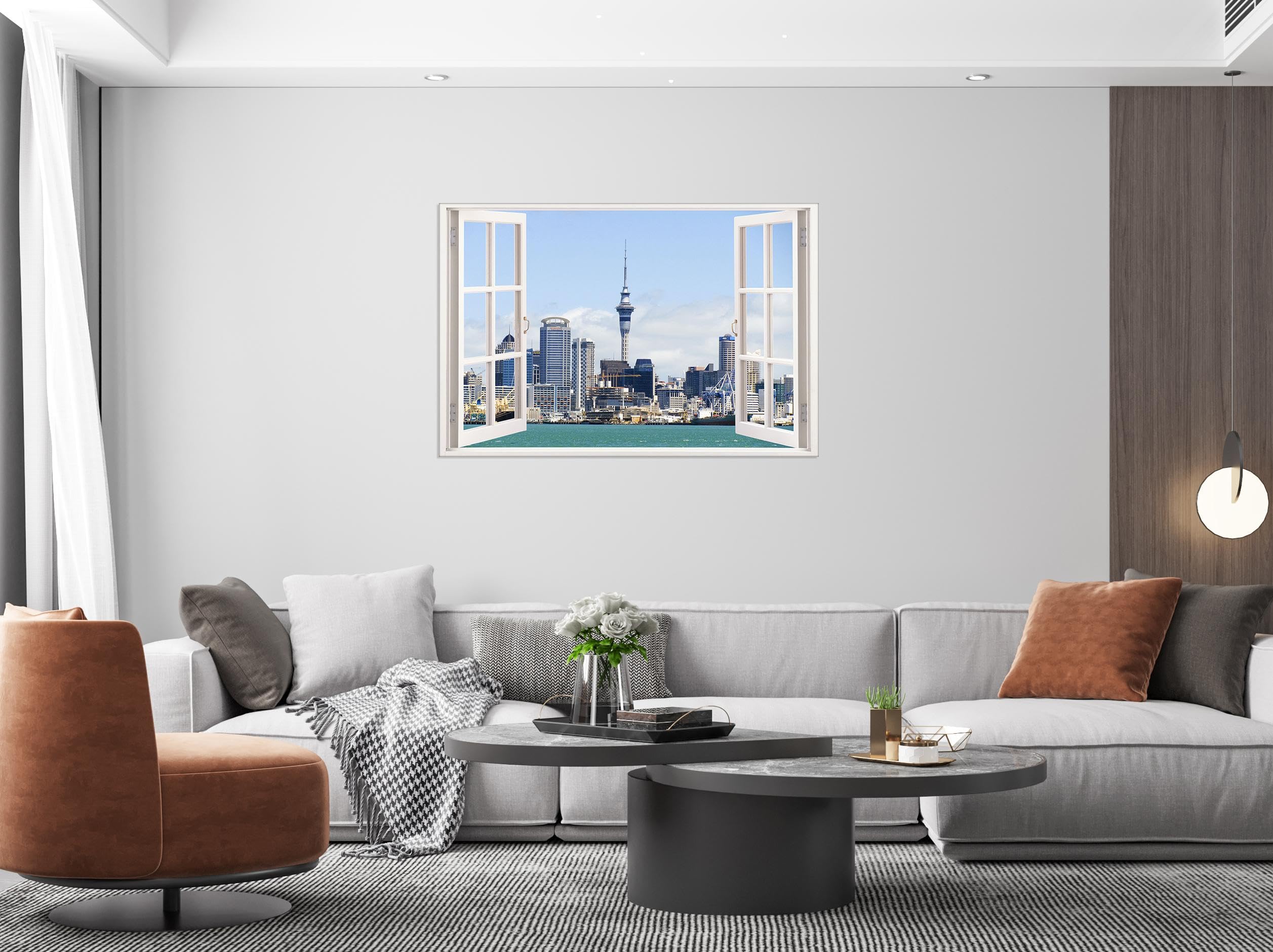 GIKLEIHWY Panorama miasta płótno sztuka ścienna abstrakcyjny obraz krajobraz miasta plakaty Nowa Zelandia obraz druk grafika dekoracja ścienna do salonu wystrój salonu 30 x 45 cm (12 x 18 cali) rama