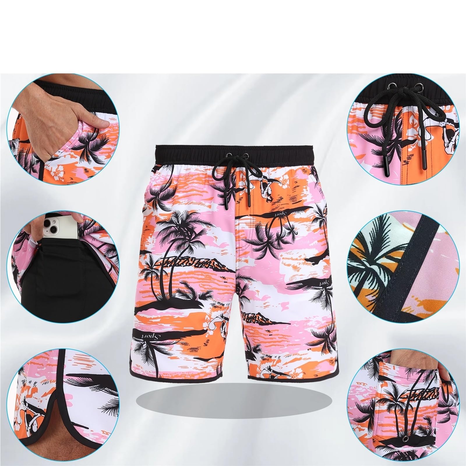 Pantaloni da Spiaggia Estivi da Uomo, Pantaloni da Uomo Casual da Vacanza Stampati, Abbigliamento da Strada Comodo e Traspirante