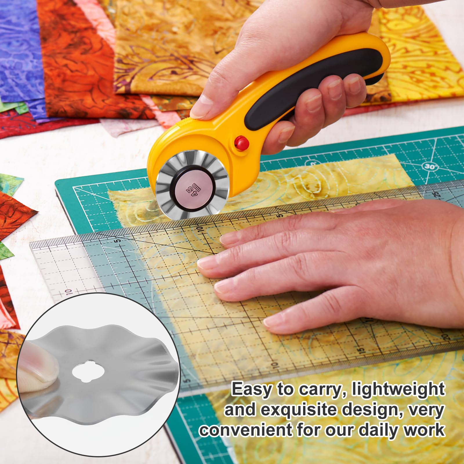 LYDODOKA 12Pcs 45mm Pinking Rotary Cutter Blades, Wave Rotary Blades, Automatic Fabric Roller Cutter Perforator, Crochet Edge Skip Stitch Rotary Replacement Blade for Quilting, Sewing & Crafts