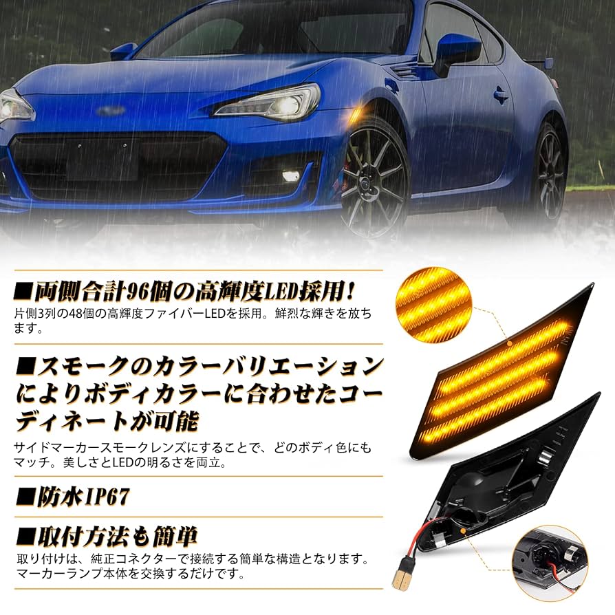 Amazon.co.jp: POPMOTORZ LEDサイドマーカーウインカー 流れる
