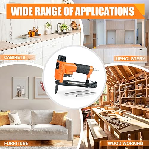 Miniatura 7 de KN7116L - Grapadora neumática de tapicería de calibre 22, pistola grapadora de alambre fino corona de 38 pulgadas (0.354 in), pistola grapadora de