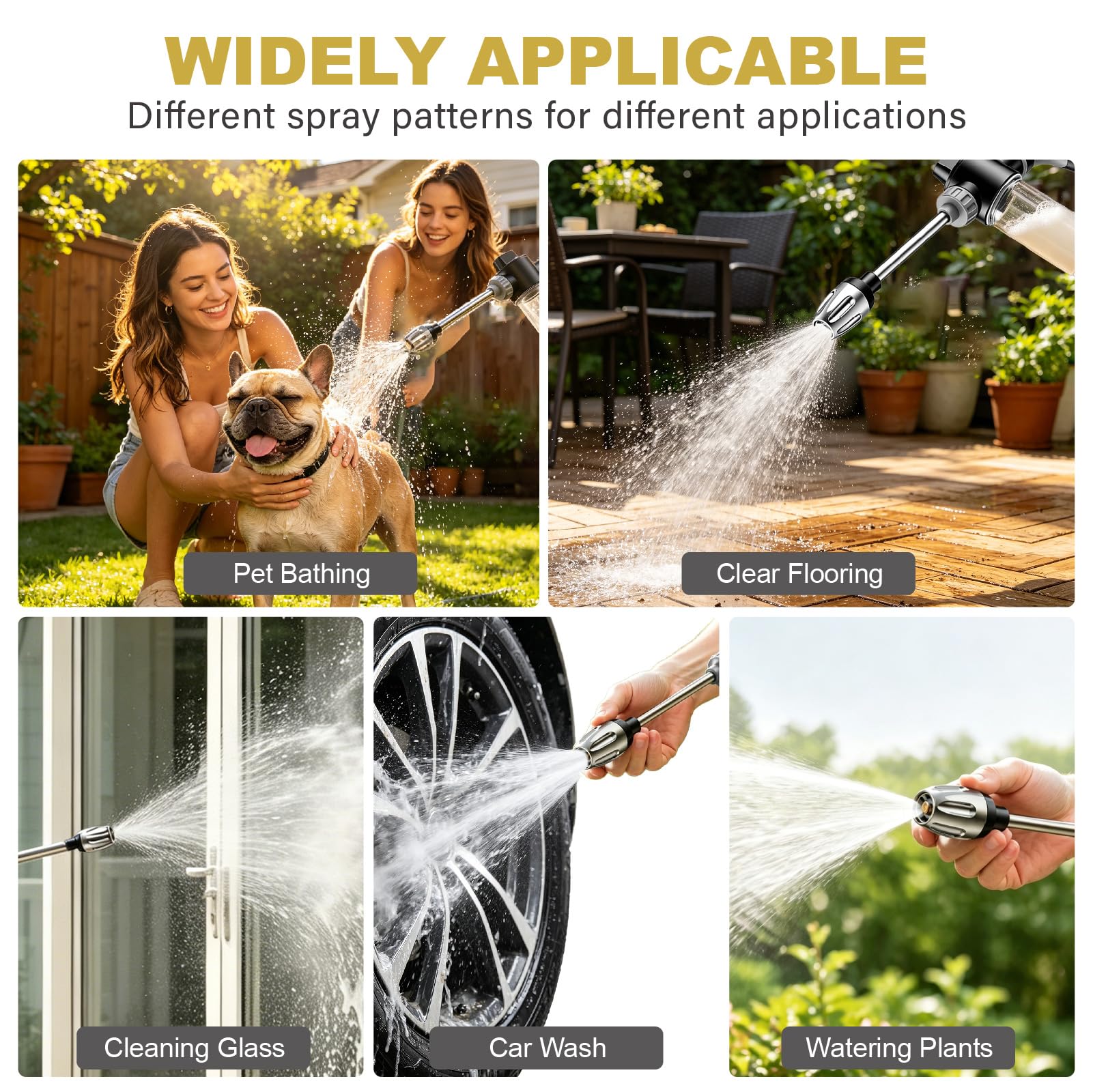 Jetterix Lancia Idropulitrice Portatile con Serbatoio Schiuma, 3 Getti Regolabili e Tubo Allungato – Per Auto, Terrazzi e Giardino
