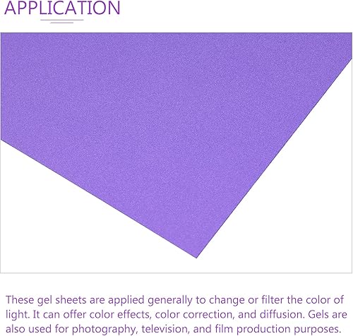 Miniatura 4 de DMiotech 10 piezas de gel de corrección de filtro de luz superposición de plástico transparente PVC hojas mate púrpura para fotos, películas, video