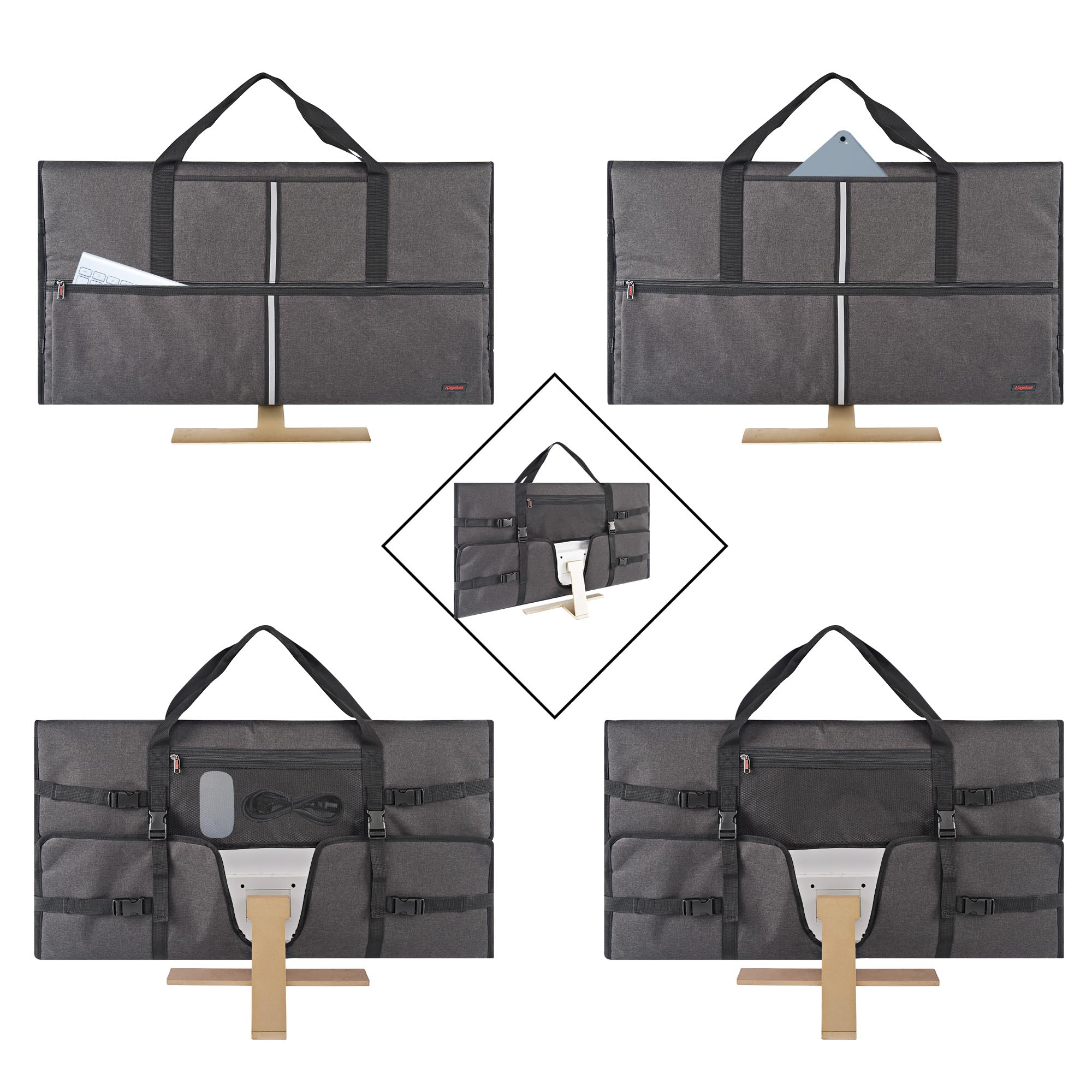Bolsa de transporte de viaje compatible con computadora de escritorio todo en uno de 32 pulgadas y monitor de 32 pulgadas (gris oscuro)