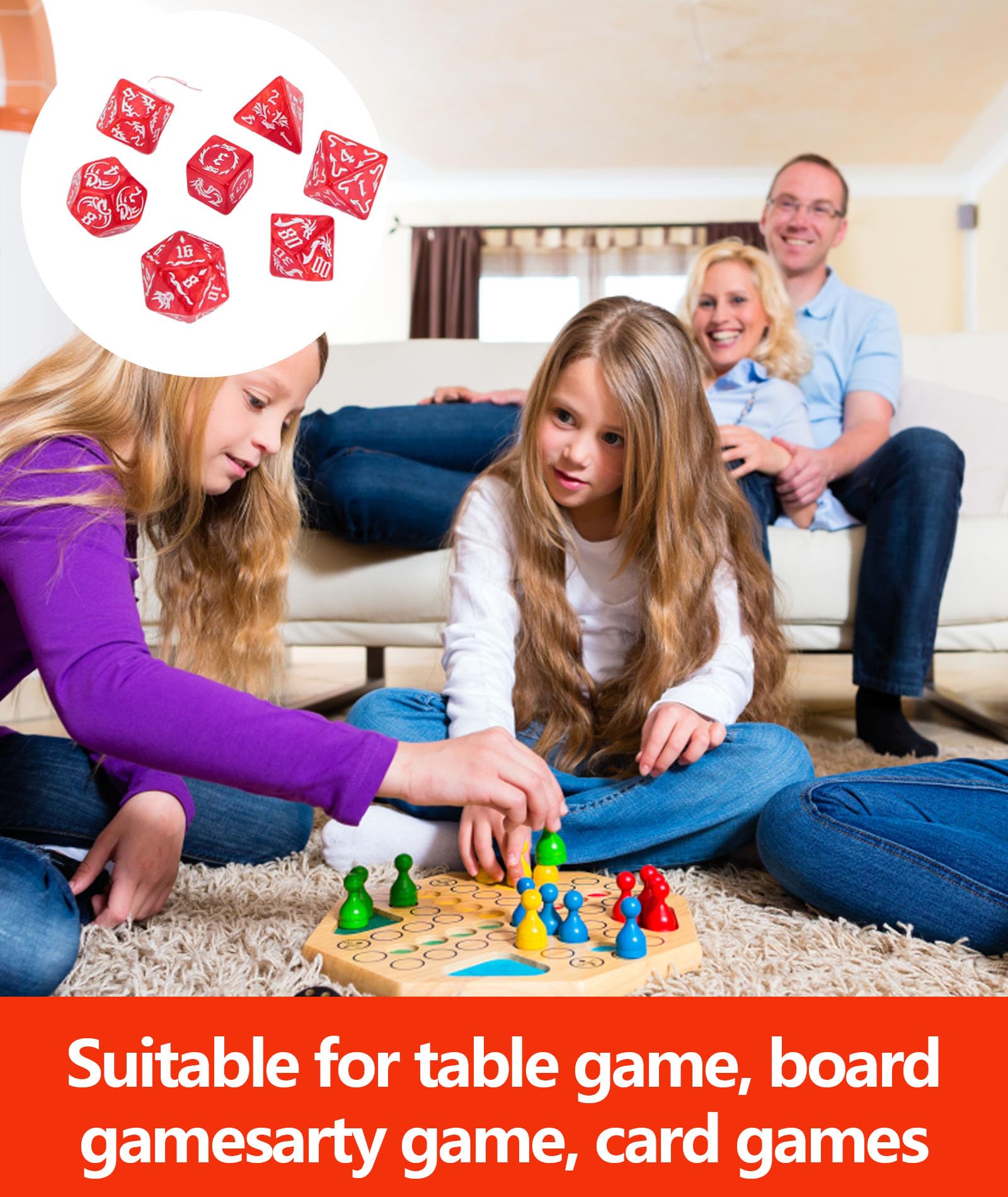 7PCS Dice Set, Tabletop Gaming Sessions, Travel Gaming Accessories, Polyhedral Dice, Good Material, It can be Given as a Gift to Others(Red) 3
