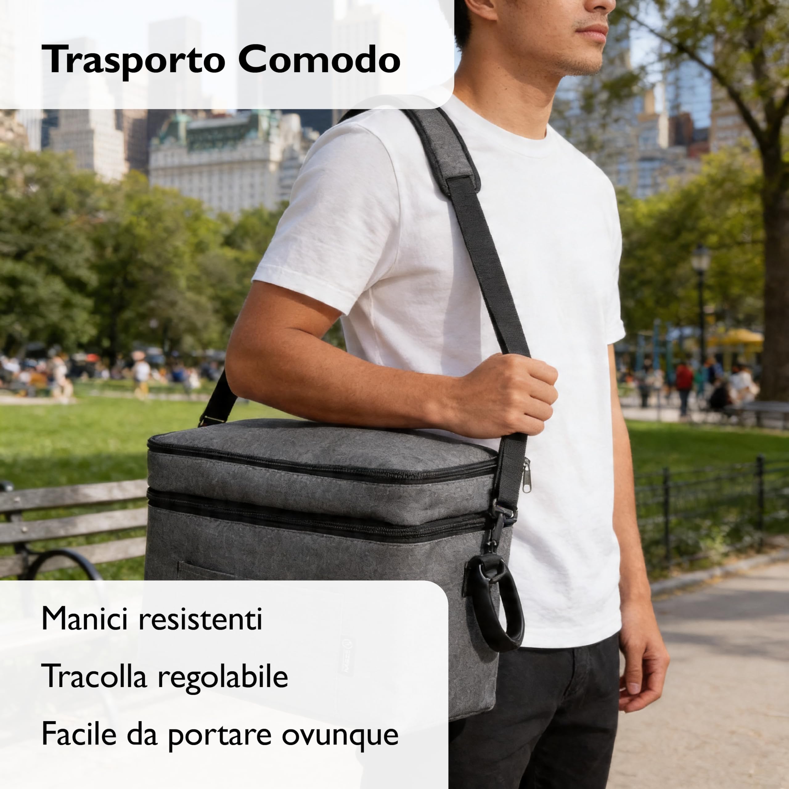 Generico Borsa Termica 30x20x25 cm con Zip e Tasca Frontale