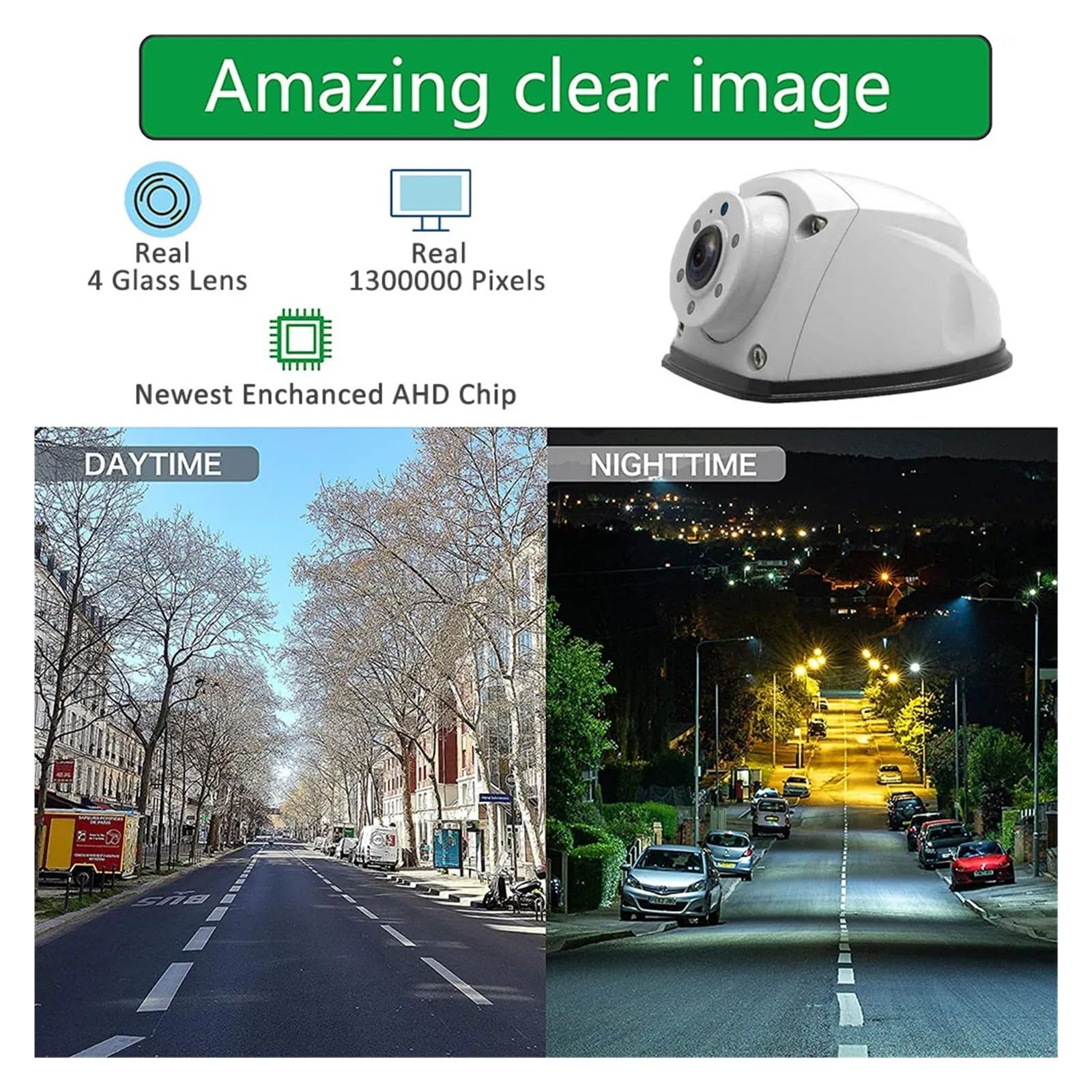 Zestaw Kamer Przyczepy 7-calowy Monitor Samochodowy 1080P Cofania Zapasowa Kamera Boczna Z Noktowizorem Do Ciężarówki RV Bus Van Stabilna Transmisja SygnałU(AHD Camera Kit - 10m)