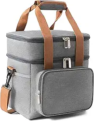 Bolsa Térmica Grande Espaçosa Dois Compartimentos Lancheira Para Marmita, Passeio, Escola, Faculdade, Trabalho Bolsa Para Marmita (Cinza)