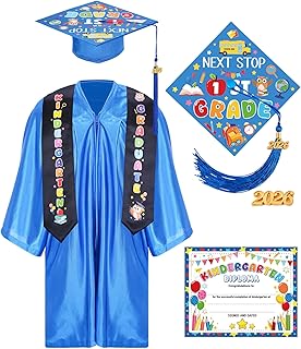 Kindergarten Graduation Cap and Gown - Preschool Graduation Cap and Gown with Stole Certificate for Kids 2026